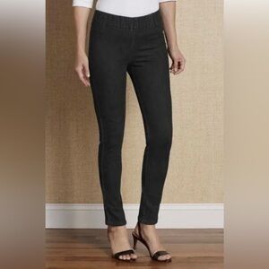 SOFT surroundings faded black pull on elastic waist jeans small tall